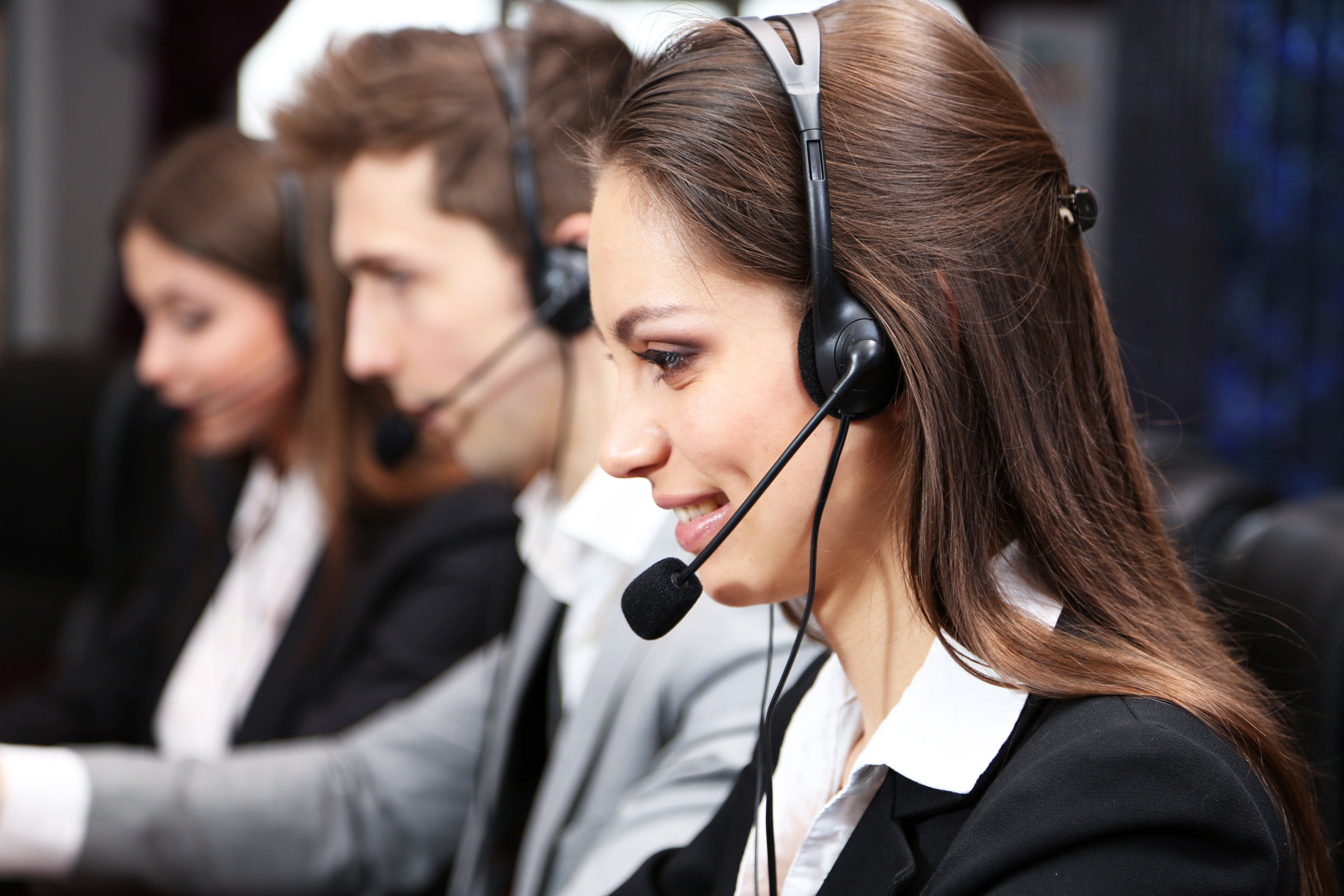 Call center operators at work